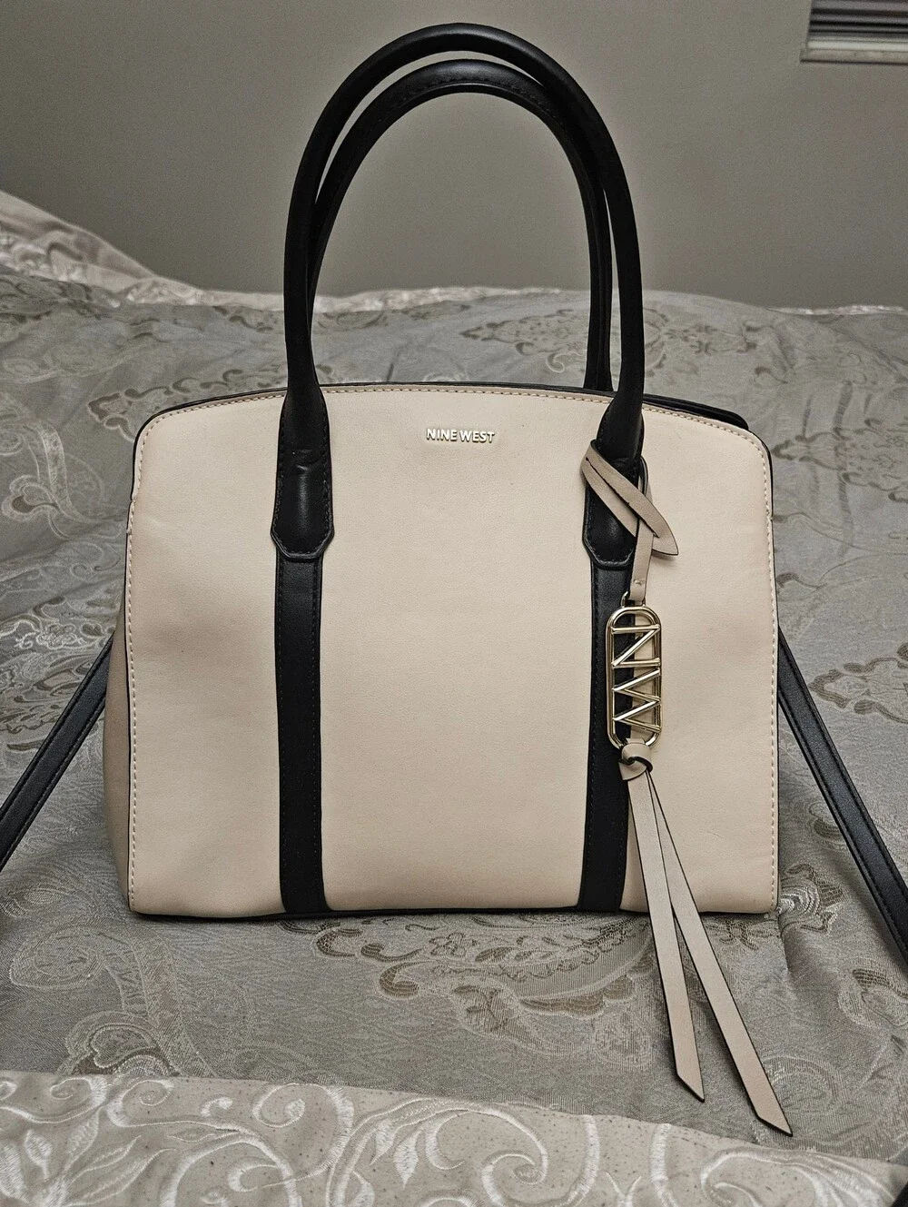 Nine West Two-Tone Cream and Black Satchel